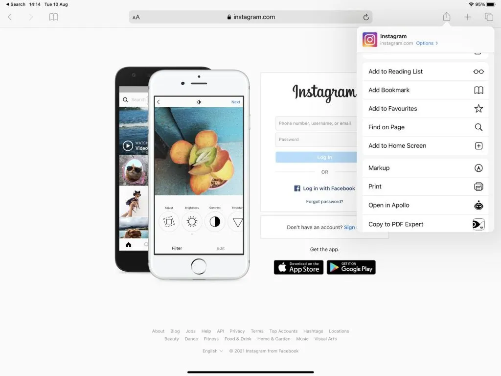 rotate Instagram on an iPad?